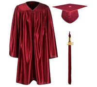 GraduationMall 2025 Preescolar Graduación Toga y Birrete Brillante para Niños Jardín de Infancia Niño Niña Regalo Granate 30(115-122cm)