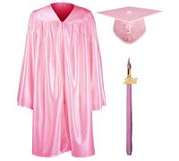 GraduationMall 2026 Preescolar Graduación Toga y Birrete Brillante para Niños Jardín de Infancia Niño Niña Regalo Rosa 27(107-114cm)