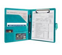 GraduationMall Carpeta A5 con portapapeles de viaje, cierre magnético, piel sintética, portátil, organizador de documentos, color turquesa