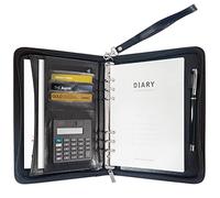 GraduationMall Carpeta de conferencias con cremallera A5 con carpeta de anillos, carpeta de viaje de negocios con páginas recargables, organizador de trabajo portátil, color negro