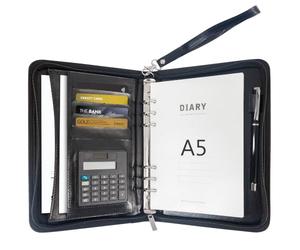 GraduationMall Carpeta de conferencias con cremallera A5 con carpeta de anillos, carpeta de viaje de negocios con páginas recargables, organizador de trabajo portátil, color negro
