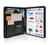 GraduationMall Carpeta Portfolio A4 con Cremallera,Cuero de Imitación Carpeta de Documentos,Entrevista Currículum Negocio Organizador Negro