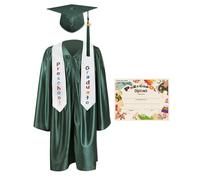 GraduationMall Guardería Graduación Toga y Birrete Estole Certificado para Niños 2025 Preescolar Niño Niña Bosque Verde 27 S