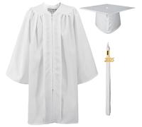 GraduationMall Guardería Graduación Toga y Birrete Mate para Niños 2025 Preescolar Niño Niña Regalo Blanco 30(115-122cm)