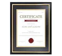 GraduationMall Marco de fotos de madera negro A4/28 x 35, con paspartú, diploma, certificado, marco de fotos, cristal auténtico, marco de pared y mesa