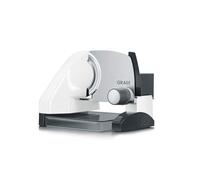 GRAEF Cortafiambres S50001 blanco, cuchilla inox Ø170 mm, caja almacenamiento, MiniSlice, grosor regulable continuo, control central, diseño elevado, corte rápido, silencioso