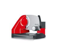 GRAEF Cortafiambres SKS 503 rojo compacto, carcasa metálica, cuchilla inox Ø170 mm, ajuste grosor continuo, diseño elevado para panecillos, incluye caja almacenamiento