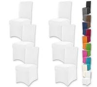 Gräfenstayn 6 pcs Fundas para sillas elásticas Henry - respaldos Redondos y angulares - Paquete Benefit - Ajuste bi-elástico con Sello Oeko-Tex Standard 100: "Confianza Verificada (Blanco)
