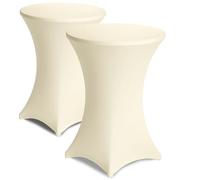 Gräfenstayn® Diana Set de 2 Fundas elásticas para mesas Altas de pie tamaños para un diámetro de Mesa de Ø60 cm • Ø70 cm • Ø80 cm - con Öko-Tex Standard 100 (Crema, Ø 80)