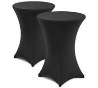 Gräfenstayn® Diana Set de 2 Fundas elásticas para mesas Altas de pie tamaños para un diámetro de Mesa de Ø60 cm • Ø70 cm • Ø80 cm - con Öko-Tex Standard 100 (Negro, Ø 60)