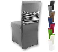 Gräfenstayn® Funda para sillas elásticas Victoria - respaldos Redondos y angulares - Ajuste bi-elástico con Junta Oeko-Tex Standard 100: "Confianza verificada (Antracita)