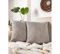 Gräfenstayn Juego de 2 Funda para Cojín de Terciopelo de Pana 45x45 cm - Oeko Tex Standard 100 - Suaves Fundas Decorativas de cojín concon Cremallera Oculta para sofá y Cama (Gris)