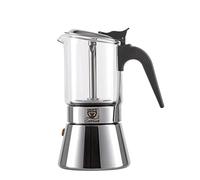 GRÄWE Cafetera con jarra de cristal apta para inducción, cafetera de acero inoxidable para 4 tazas, cafetera clásica de café expreso para 160 ml, apta para inducción