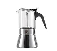 GRÄWE Cafetera con jarra de cristal apta para inducción, cafetera de acero inoxidable para 6 tazas, cafetera de café expreso clásica, cafetera moka para 260 ml, apta para inducción