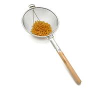 GRÄWE Colador de cocina grande, diámetro de 30 cm, acero inoxidable, malla muy fina, con doble red, mango de madera fuerte