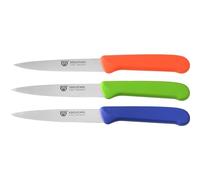 GRÄWE Cuchillo de 3 piezas, colorido, acero inoxidable templado, extra afilado, para fruta y verdura