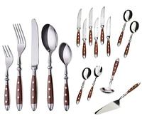 GRÄWE Nuremberg - Cubertería (42 piezas, acero inoxidable, mango marrón, apto para lavavajillas, pulido a mano), color marrón