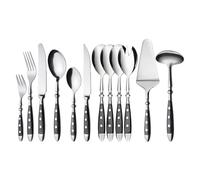 GRÄWE Nuremberg - Cubertería (72 piezas, acero inoxidable, mango negro, apto para lavavajillas, pulido a mano), diseño rústico