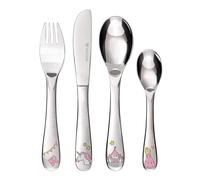 GRÄWE Princesa - Cubertería infantil de acero inoxidable, 1 set de 4 piezas, tenedor, cuchara, cuchillo y cuchara pequeña para niños a partir de 3 años, paquete de regalo