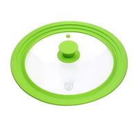GRÄWE Tapa universal para sartenes y cacerolas, diámetro de 24-28 cm, tapa de cristal templado con borde de silicona, apta para lavavajillas, color verde