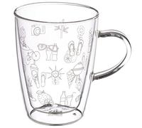 GRÄWE Taza térmica de 0,3 litros, con doble pared de vidrio con motivos veraniegos.