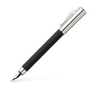 Graf von Faber-Castell 141500 Estilográfica Tamitio, negro M | Pluma de acero inoxidable rodiada, cuerpo metálico estriado y estuche de regalo