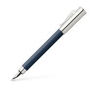Graf von Faber-Castell 141710 Estilográfica Tamitio, azul noche M | Pluma de acero inoxidable rodiada, cuerpo metálico acanalado y estuche de regalo