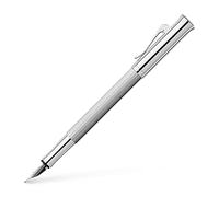 Graf von Faber-Castell 146590 Estilográfica Guilloche, bañado en rodio M | Cuerpo metálico guilloché con plumín de oro de 18 quilates y piezas metálicas rodiadas
