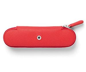 Graf von Faber-Castell - Estuche para 2 artículos, rojo India | De piel de becerro italiana, para 2 artículos de escritura, con cremallera