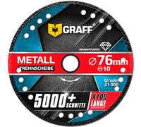 GRAFF Black Disco de Corte 76 mm para Láminas de Metal y Acero Inoxidable, Tubos y Perfiles - Disco de Corte 76 Metal para Amoladora Angular de 10 mm de diámetro