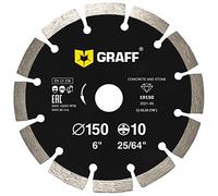 GRAFF Disco de Corte de Diamante Segmentado 150 mm - Disco de Diamante para Hormigón, Piedra, Piedra Natural y Artificial - Disco Diamantado para Amoladora Angular - Altura de Segmento de 10 mm