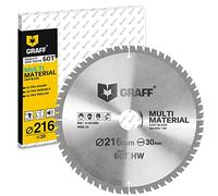 GRAFF Hoja de Sierra Circular para Madera Plástico Chapa Aluminio Laminado - Disco de Corte 216 x 30 mm compatible con Sierra Ingletadora Sierra de Recambio Sierra de mesa Sierra Circular a Batería