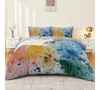 Graffiti Acuarela Salpicaduras Tinta Gradiente Edredón 90 x 190 cm, Super Suave Transpirable, Multicolor Microfibra, Funda de edredón Abstracto Moderna 1 funda de almohada para adulto Adolescente