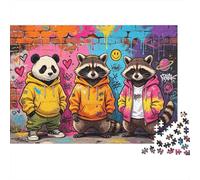 Graffiti Animals Puzzles 1000 Piezas Material Reciclado Pandas Puzzle para Niños y Niñas Divertido Present & Activity for Hogar Ideal para Child‘s Cumpleaños Regalo 38x26cm/1000pcs
