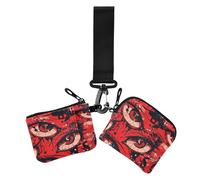 Graffiti Art - Monederos para mujer, diseño de ojos malvados, tamaño pequeño, portátil, con correa de muñeca, para el trabajo, 2 unidades, recto, verso, Arte graffiti rojo mal de ojos, Moderno