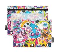 Graffiti Art Trend Play - Carpeta de 3 anillos con ventana transparente con cremallera, estuche en varios colores, carpetas perforadas con 3 agujeros para suministros de oficina, multicolor, 2