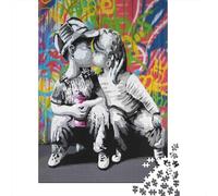 Graffiti Beso para niños 1000 Piezas Papel Ecológico Rompecabezas Premium para Adultos Descompresión del Juego Educativo Decoración De Paredes Y Regalos 52x38cm/1000pcs