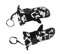 Graffiti Black Junior Ski Mittens with Insulation and Wrist Guards for (L)
