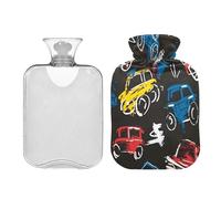 Graffiti Cars - Bolsa de agua caliente de viaje con funda suave de 2 L, compresa caliente para cuello, hombros, calentador de cuello y hombros, bolsa para agua Caliente