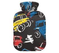 Graffiti Cars - Bonita botella de agua para agua caliente con cubierta suave, compresa cálida de 2 L para calambres menstruales, calambres menstruales, calambres menstruales