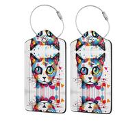 Graffiti Cat Head - 4 etiquetas de piel sintética para viajes de negocios, adecuadas para bolsos, mochilas, equipaje