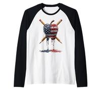 Graffiti de Goteo de la Bandera Estadounidense para Maestros de Escuela Primaria Camiseta Manga Raglan