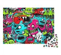 Graffiti de Monstruos Adulto Jigsaws 1000P Recyclable Material Arte Callejero Puzzles Family Gaming Time Props Perfect for Family and Friends Birthdays 70x50cm/1000Ps