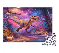 Graffiti Dinosaur Street Art Puzzle de 1000 Piezas Papel Puzzle para Adultos Puzzle para Toda la Familia Relajación Decoración Hogar Regalo 38x26cm/1000pcs