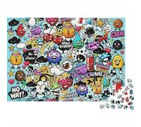 Graffiti Doodle Art Puzzles 1000 Piezass Reciclado Paper Colorful Stickers Adult Jigsaws Developing Chicos y Chicas‘s Intelligence Educativo Game for Familia 70x50cm/1000pcs