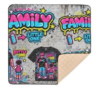 Graffiti Family Little Art - Alfombra de juego acolchada suave para interiores y exteriores, acogedora, transpirable, para bebés y bebés, 50 x 50 pulgadas
