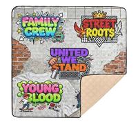 Graffiti Family Street Roots Art - Alfombra de juego grande y elegante para bebés en interiores y exteriores, cómoda alfombra de gateo para bebés y niños pequeños, 50 x 50 pulgadas