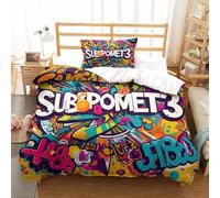 Graffiti Funda Nórdica Niños Juego De Cama para Niños Funda De Edredón Decoración De Microfibra Juego De 3 Piezas Funda De Edredón con Cierre De Cremallera Suave Single(135x200cm)