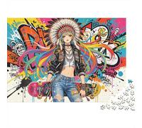 Graffiti Girl Jigsaw Puzzle 1000 Piezass Recyclable Paper Street Art Adulto Jigsaws Party Accesorios de Juego Developing Boy & Girl‘s Intelligence Educational 70x50cm/1000pcs