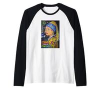 Graffiti Girl with a Pearl Earring - Colorful Pop Art Street Camiseta Manga Raglan